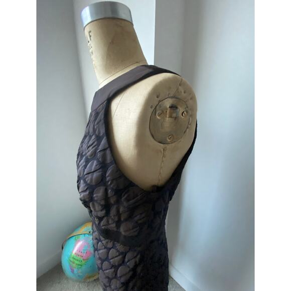 Badgley Mischka Brown Metallic Textured Dress - Size 2 - Picture 8 of 9